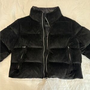 SUPERDRY STUDIOS Down Fill Outdoor Issue Black Suede Puffer Jacket